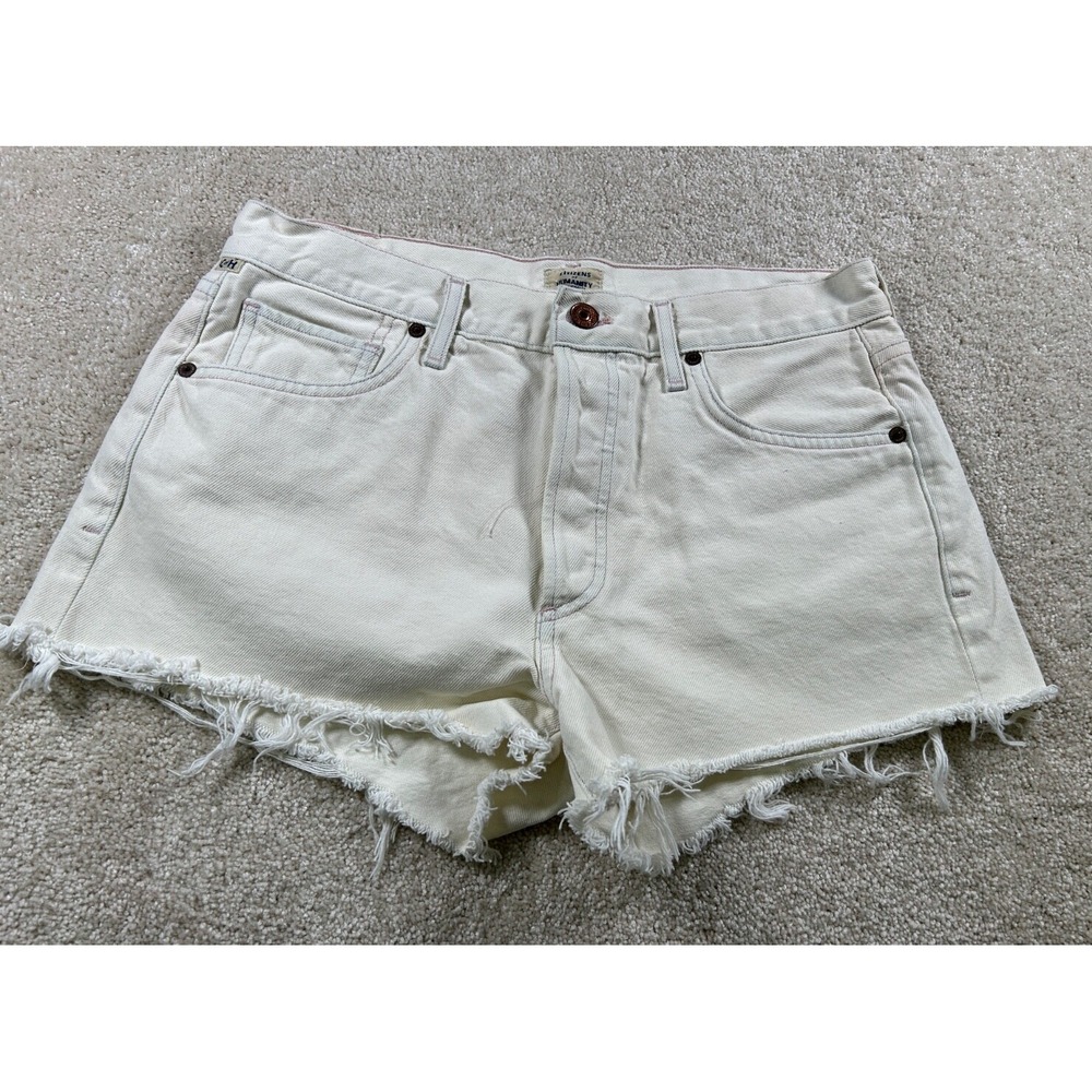 Citizens Of Humanity Bree Relaxed Shorts 28 Premium Vintage Raw Hem Button Fly